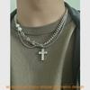 Hip Hop Cross Pendant Necklace With Polished Stainless Steel For Men And Women