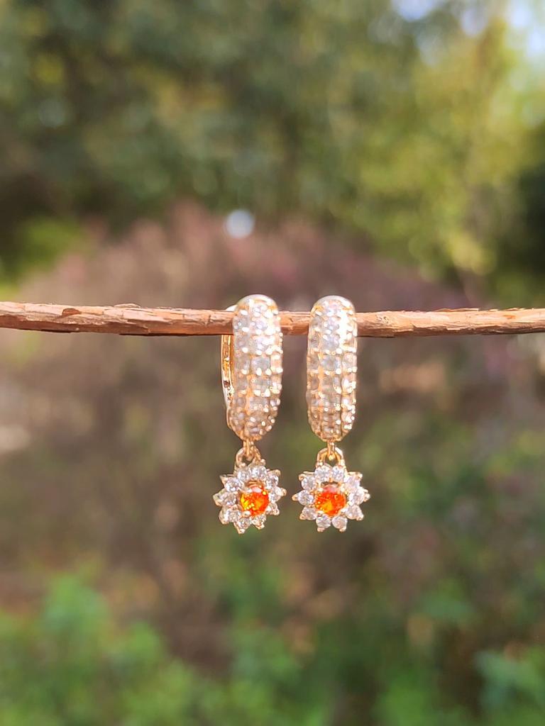 Exquisite Flowers Dangle Earrings for Women Cubic Zirconia Daily Jewelry Party Accessories