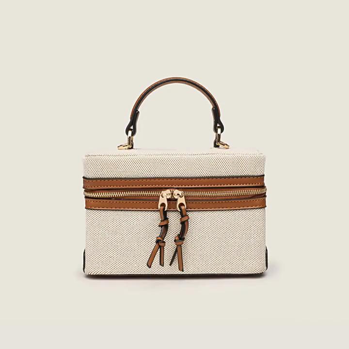 2025 Fashion Small Women Shoulder Bags Branded Style Crossbody Bag Two-way Zip Handbag Two-tone Boxy Cosmetic Bag Makeup Pouch