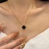High-quality Four-leaf Clover Necklace 18K Natural Mother-of-pearl Rose Stone Light Luxury Necklace for Girlfriend