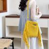 Yogodlns Knitted Tassel Bag New Summer Vacation Style Single Shoulder Diagonal Cross Woven Bag Fashionable Simple Women's Handbag