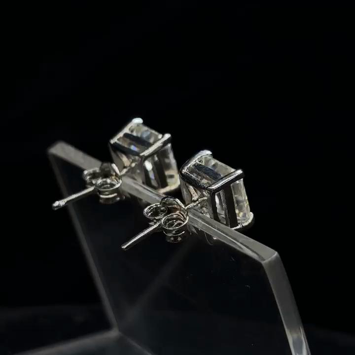 Beautiful Square Synthetic Moissanite 15Ct White Gems Earring Pair Best For Gift MY.ER-15-NS