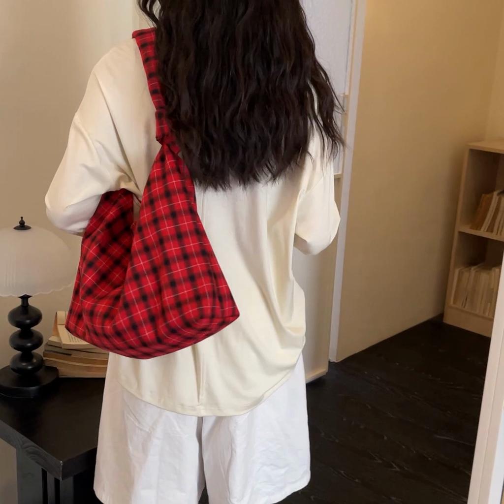 Underarm Bag Women's Large Capacity Plaid Tote Bag Commuter Shoulder Bag