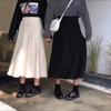 Thick Rib Knit Skirts Women Large Swing Casual Midi Skirts Autumn Elegant A-line Pleated Apricot Long Knitted Skirt