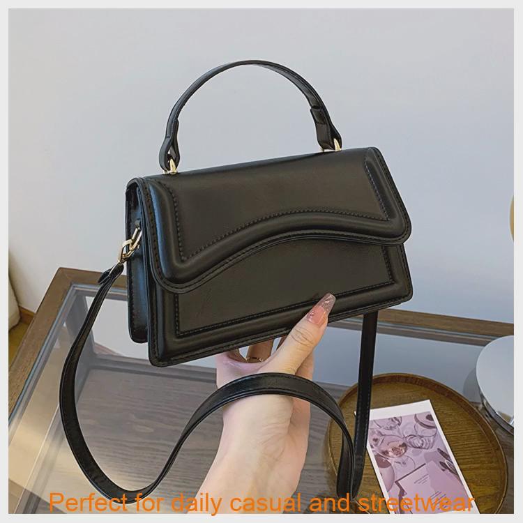 Pu Small Square Bag With Top Flap For Daily Casual Womens Street Style