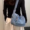Minimalistisches Zugband-Design Mehrere Taschen Damen Lässige Schulter-Denim-Tasche Für Lässigen Täglichen Gebrauch