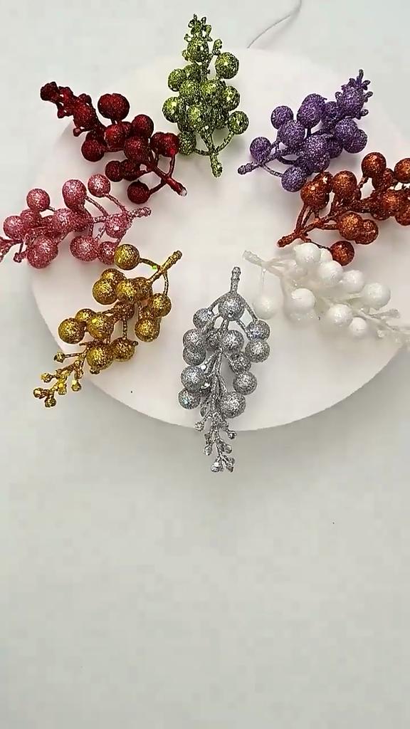 Stunning 15 Glittering Gold Berry Ornaments For Christmas Tree Diy Decor Accessories