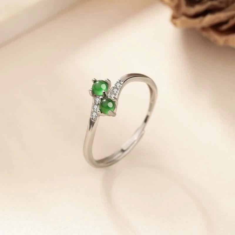 Anello giada naturale materiale pericoloso anello design vivo intarsiato argento sterling s925 anello verde semplice e semplice gioiello quotidiano regalo