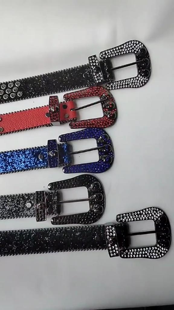 Cinto Caveira Moda Masculino Feminino Cinto Strass Punk Hip Hop Cinto de Couro Calças Jeans Vestido Fivela de Cinto Brilhante