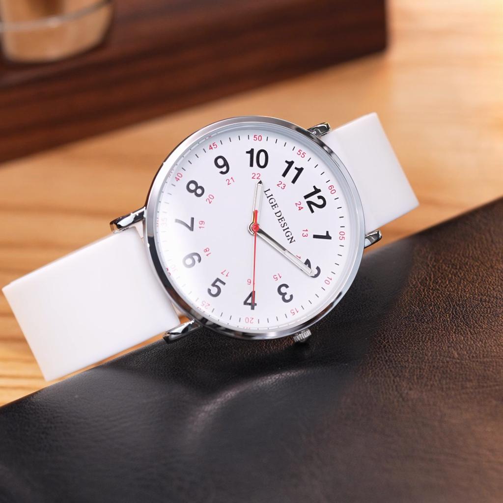 LIGE New Fashion Men Watch Simple And Thin Women Watch Sports Luminous Waterproof Silicone Strap Quartz Watch