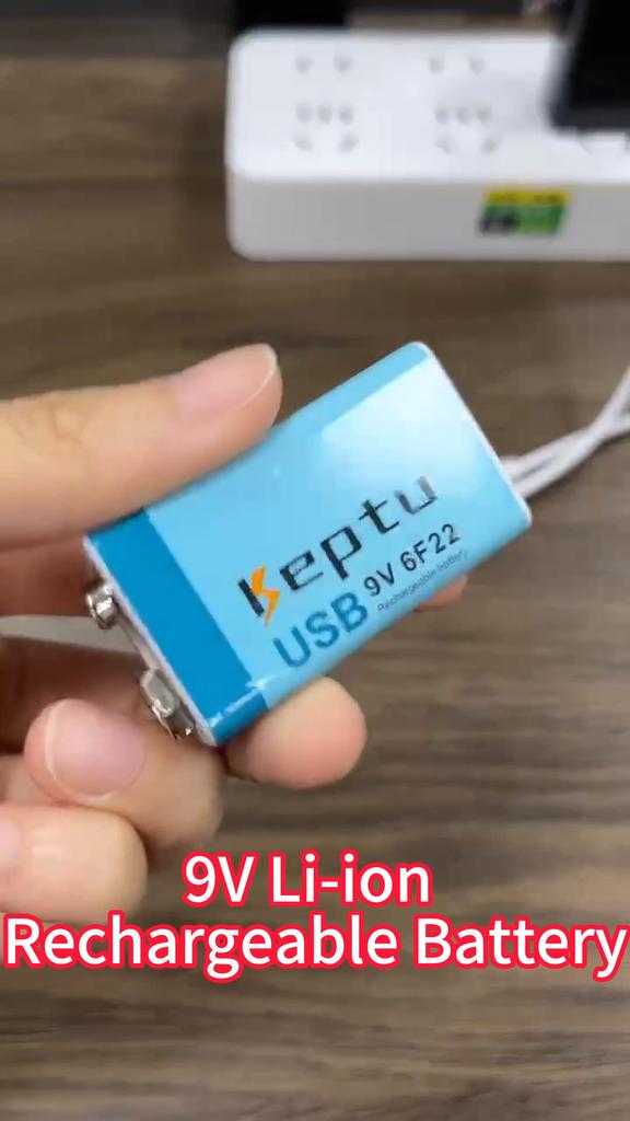 KEPTU 1300mAh 9V Li-ion Rechargeable Battery with Micro USB, 6F22 Lithium Battery for Wireless Microphone, RC Toys, and Gadgets