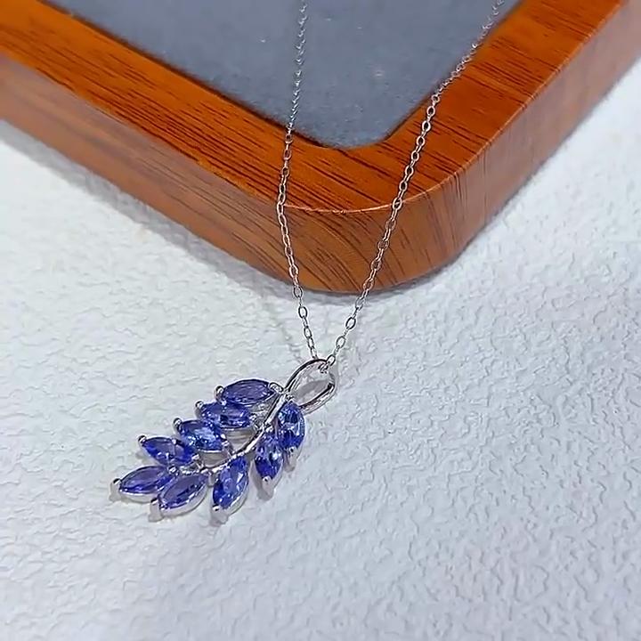 SACE GEMS 925 Sterling Silver 3*6MM Natual Tanzanite Pendant Necklaces for Womne Two Ways To Wear It Fine Jewelry Birthday