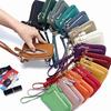 Dame PU Læder Dobbelt Lynlås Møntpung Håndledsrem Pung Stor Kapacitet Kortindehaver Nøglepung Lille Clutch Taske med Nøgleringsrem
