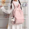 Cute Bear Print School Backpack with Front Pocket Side Drawstrings Casual Daypack for Daily Use