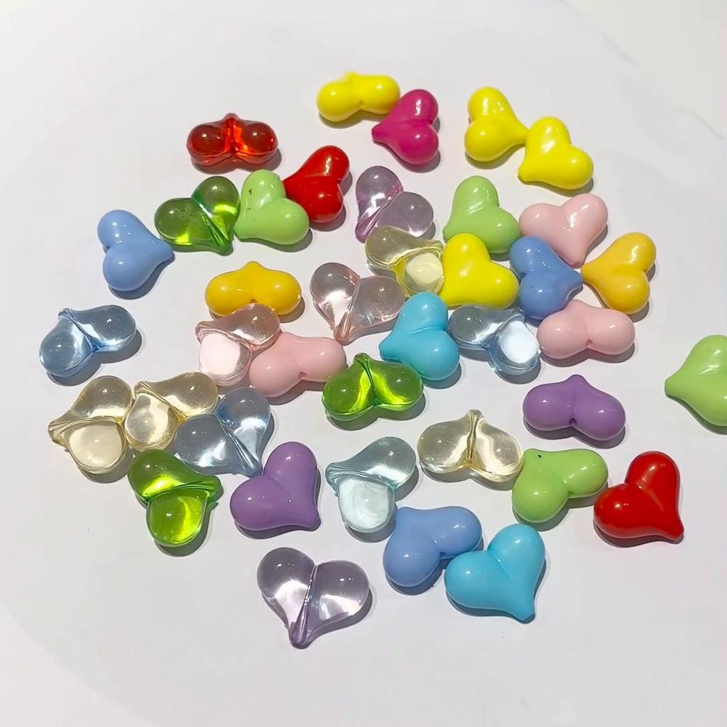 20Pcs Acrylic Transparent Heart Beads For DIY Necklace Bracelet Earrings Jewelry Making Craft Accessories
