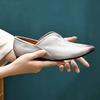 Johnature Genuine Leather Pointed Toe Flat Shoes Comfortable Soft Soled Commuting Casual Women's Slip-on Shoes
