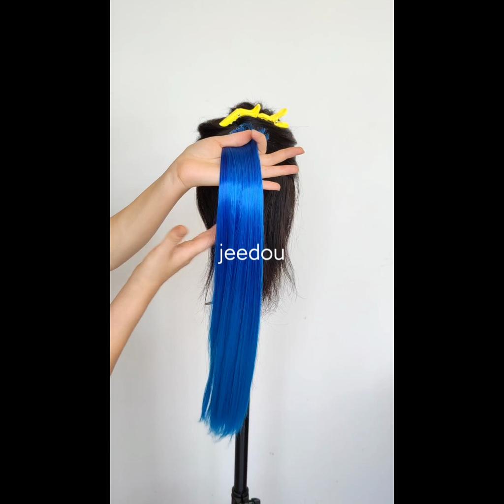 Straight Hair 5Clips Clip In One Piece Hair Extension Synthetic Black Brown Color Women's Hairpieces For Daily Use