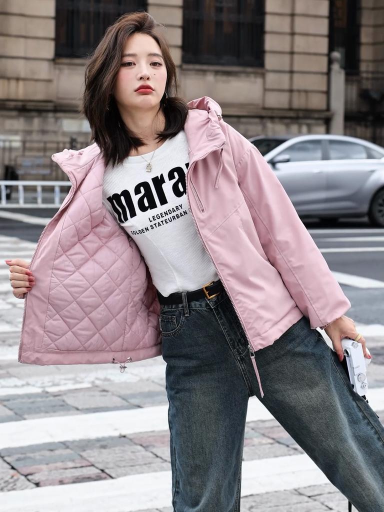 Dámské módní zimní bundy s kapucí, ležérní parka, dámské s dlouhým rukávem, hřejivé krátké kabáty