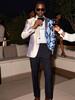 Men's Blazers Light Blue Angular Sequin Shiny Suit Jacket