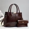 Fashion Crocodile Pattern Mother and Daughter Bag Large Capacity Bright Leather Waterproof Multi-compartment Fine Texture Handbag Shoulder Bag