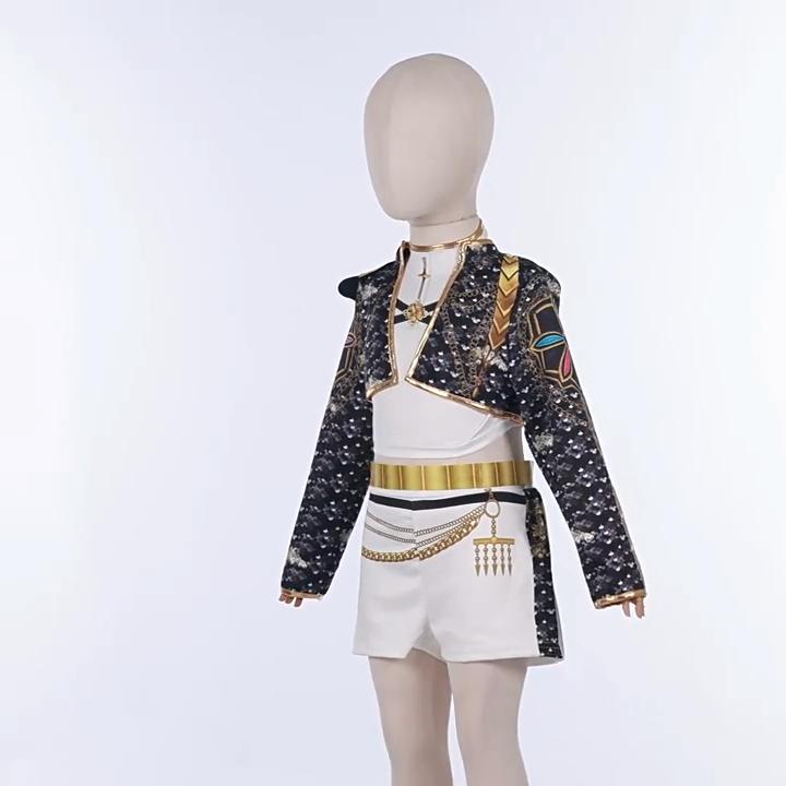 Kpop Demon Hunters Rumi Childrens Sequin Stage Costume With Short Pants For Dance Performances