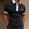 Fashionable and Minimalist Men's New Summer Zippered Polo Shirt,Advanced Color Scheme Lapel Men's Daily Casual Polo Shirt.