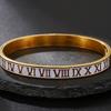 Bracciale a manetta unisex in acciaio al titanio con numeri romani e finitura galvanizzata per moda, regalo per uomo donna