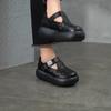 Johnature Genuine Leather Round Toe Thick Soled Women's Shoes Retro Versatile Breathable Hollow-out Platform Sandals