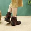 Johnature Retro Short Boots Genuine Leather Versatile Tassel Fashion Comfortable Women's Shoes