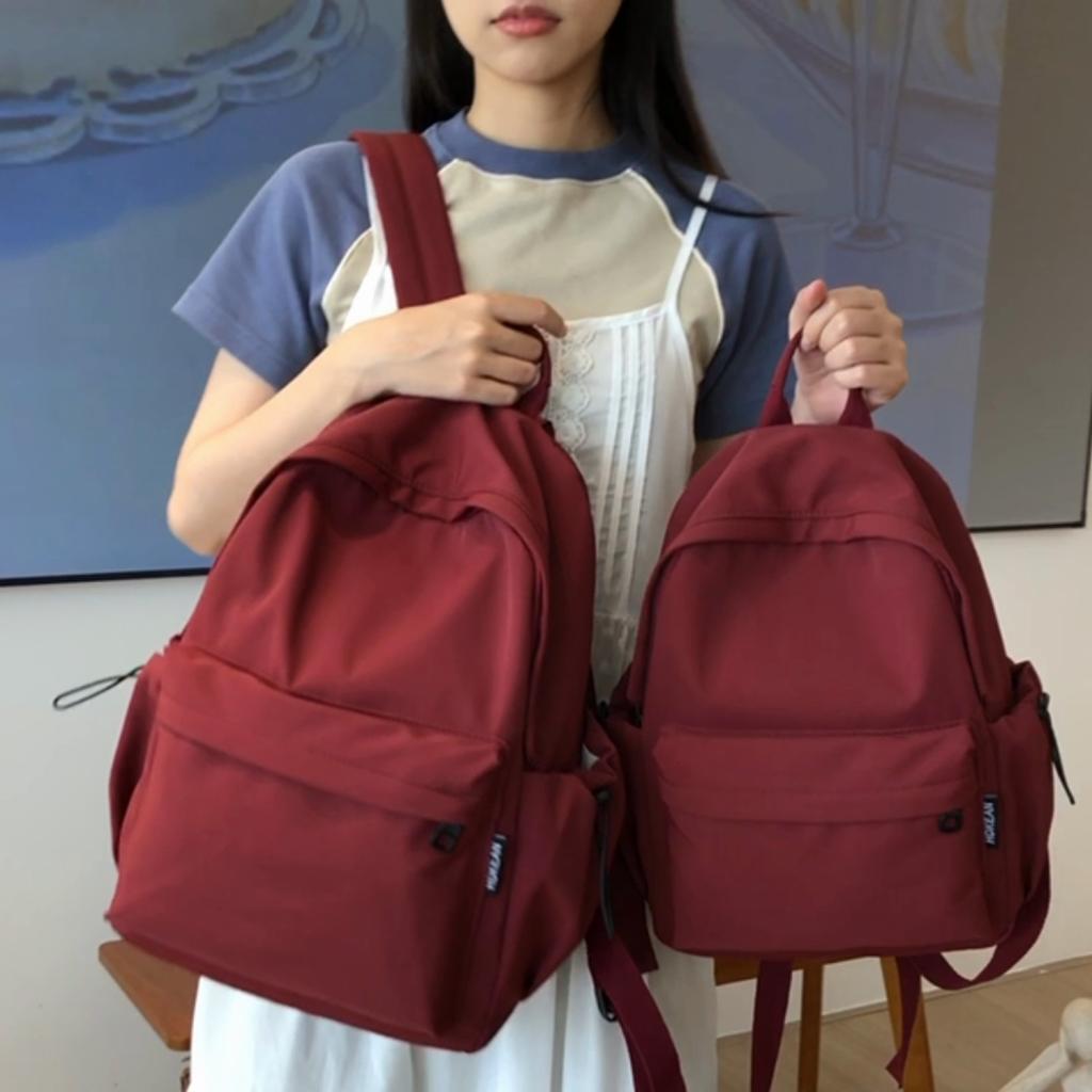 Lightweight Travel Backpack Women Large Capacity Backpack Solid Color Student Schoolbag