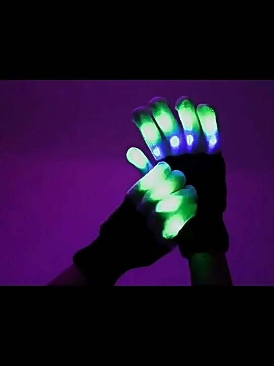 7 Colors Light Show LED Gloves Finger Lighting Flashing Glow Mittens for Halloween Christmas Birthday Festival Celebration