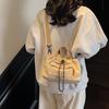 Fashion Color Blocking Design Neutral Drawstring Canvas Shoulder Crossbody Bag For Casual Girls Daily Use
