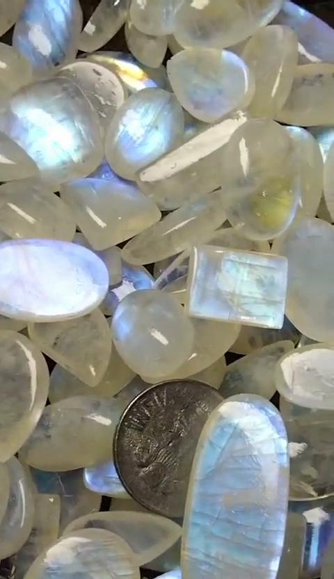 Best Quality Natural Rainbow Moonstone, Polish Moonstone Lot, Mix Shape Moonstone, Blue Fire Cabochon, All Size Loose Cabochon.