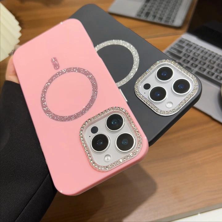 Magnetic Phone Case for iPhone 11 12 14 16 Pro 16 15 14 13 12 Pro Max 13 14 15 16 High Quality Sparkling Shockproof Shell