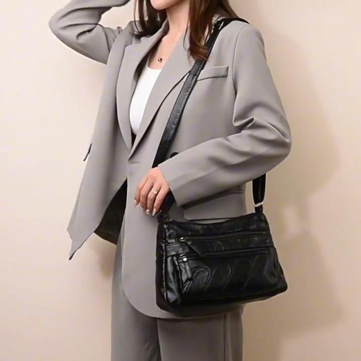 Leather Messenger Bag 2025 New Women Soft Leather Bag Multi-layer Large-capacity Shoulder Bag Leisure Versatile Women Crossbody Bag