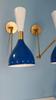 Mid Century Italian Brass Wall Sconce Pair: Blue & White Diablo Light