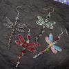 Gorgeous Colors Dragonfly Crystal Rhinestone Silver Plated Hook Earrings