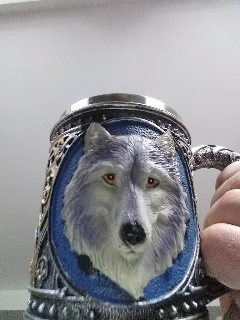 Wolf Head Tasse 3D Harz Edelstahl Wasserbecher Tier Trinkbecher Zubehör