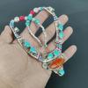 Red Coral, Turquoise 925 Silver Necklace Tibetan Silver Necklace Handmade Bead Jewelry Ethnic Jewelry Bohemian Nepali Necklace Elegant Unique Jewelry