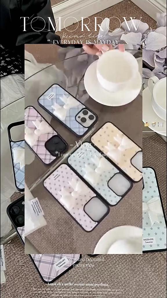 Cute New Diamond Plaid Bow Phone Case For iPhone 16 15 14 13 Pro Max Fundas Iphone 15 Case Protective Cover