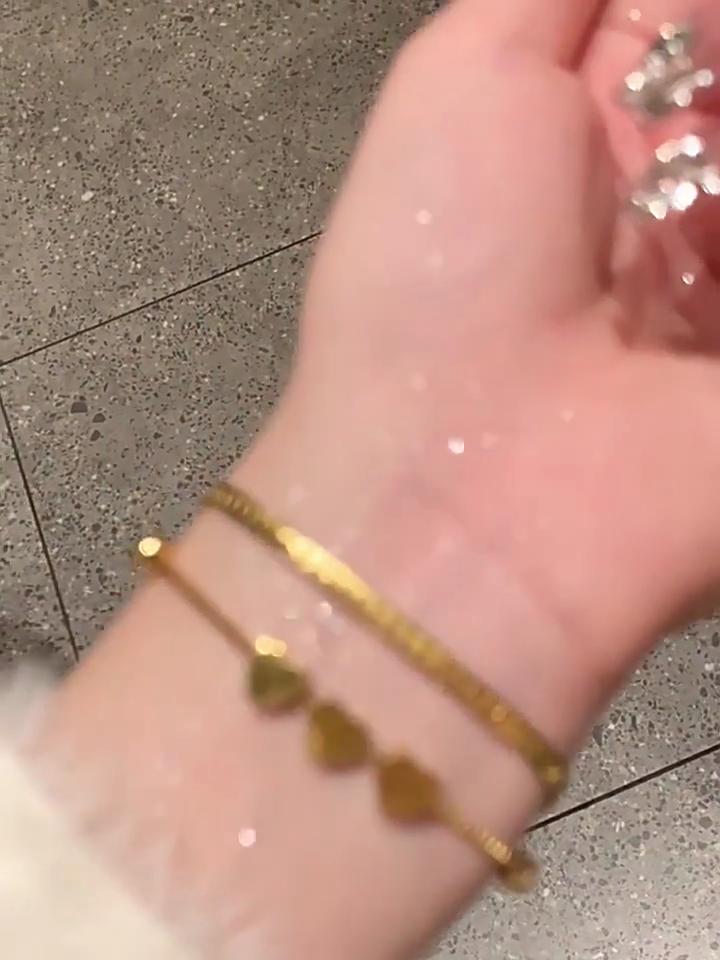 Personalised Love Heart Bracelet Multi-Layer Winding Net Red Non-Coloured Titanium Steel Bracelet Female Hand Jewellery
