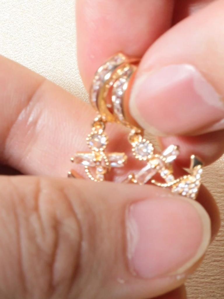 1 Pair Fashion Anchor Zirconia Dangle Earrings for Women Golden Earring Jewelry Party Accessories