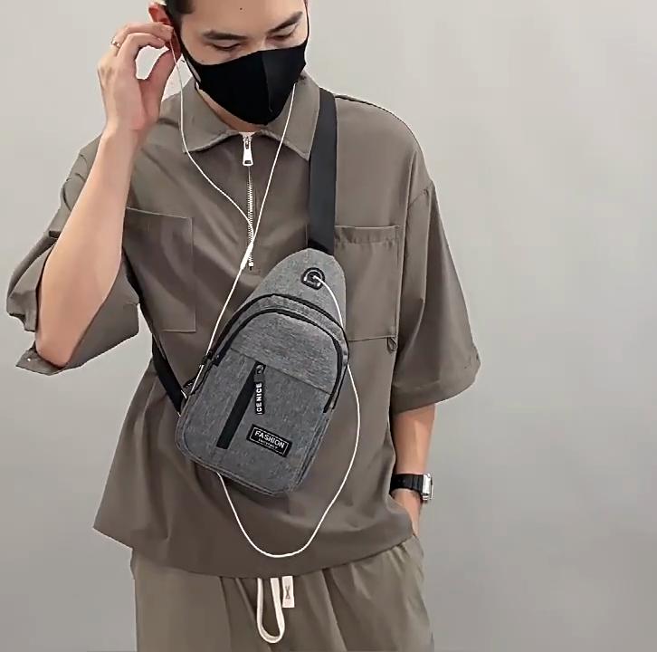 Chest Bag Multifunctional Men's Fashion Trend Oxford Cloth Shoulder Bag Korean Style Casual Waterproof Messenger Bag