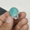 Natural Amazonite Adjustable 925 Sterling Silver Ring - Fits US Sizes 6 To 11 - Handmade Boho Jewelry for Women & Men, Mother's Day Gifts