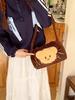 Butter Bear Pattern Cute Plush Shoulder Bag For Daily With Magnetic Closure And Card Pocket