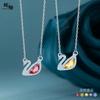 S925 Silver Swan Necklace for Women Multicolor Crystal Clavicle Chain Fashion Jewelry