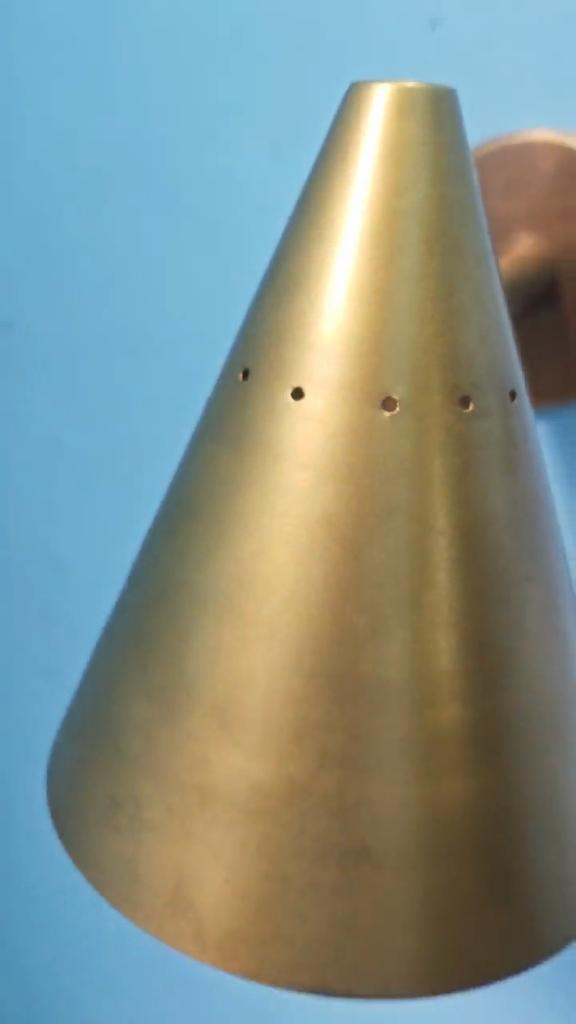 Mid Century Brass Cone Wall Sconce - Italian Bedroom Light