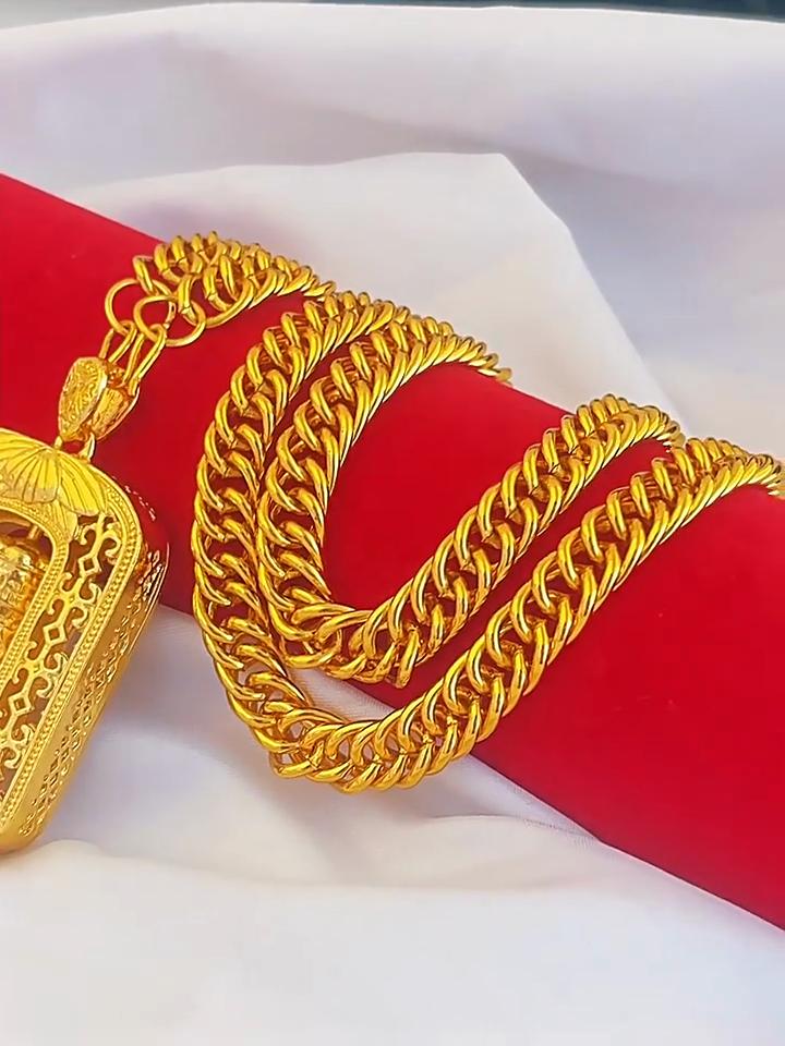 Colar com pingente de mantra Turner de seis caracteres em ouro 24K, colar masculino dominador e banhado a ouro