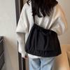 Solid Color Women Shoulder Bag Hobo Bag Pleated Tote Bag