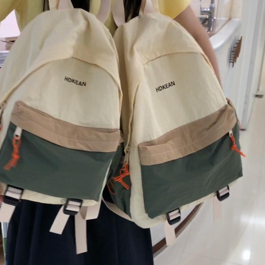 Lightweight Commuter Backpack College Style Large Capacity Schoolbag Women's Contrast Color Backpack